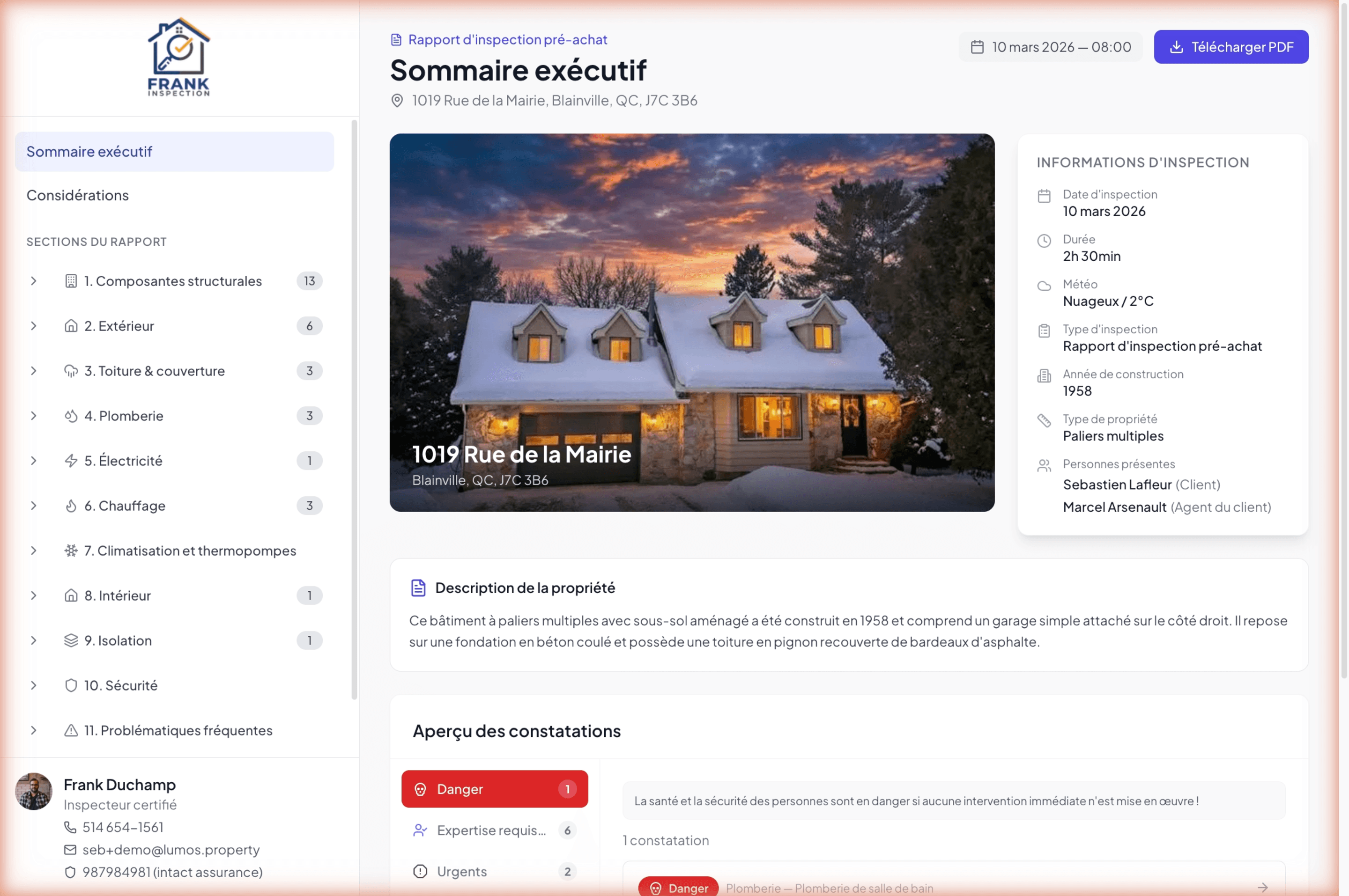 Interactive report preview as the client sees it