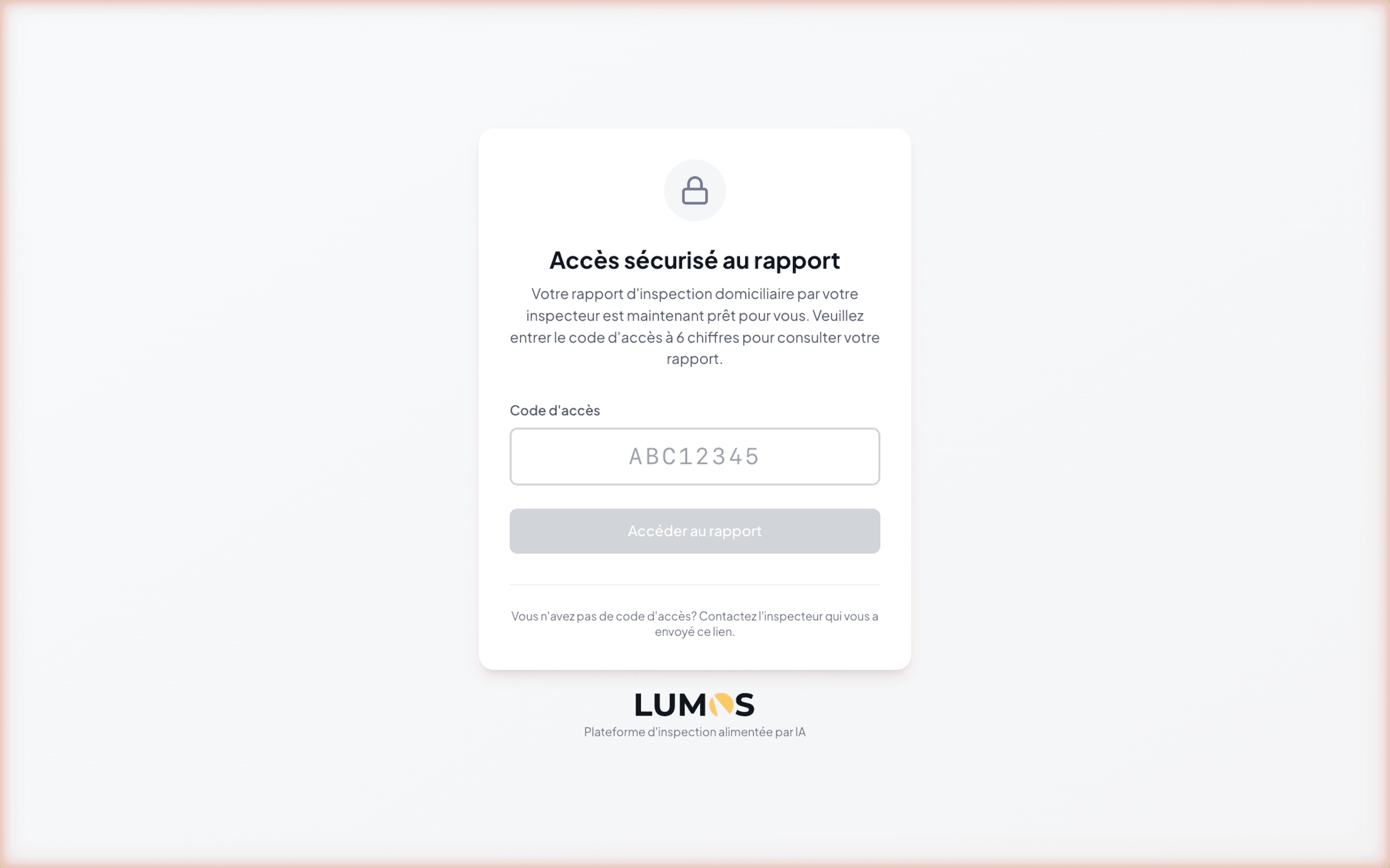 Secure report access page with lock icon and Access code field