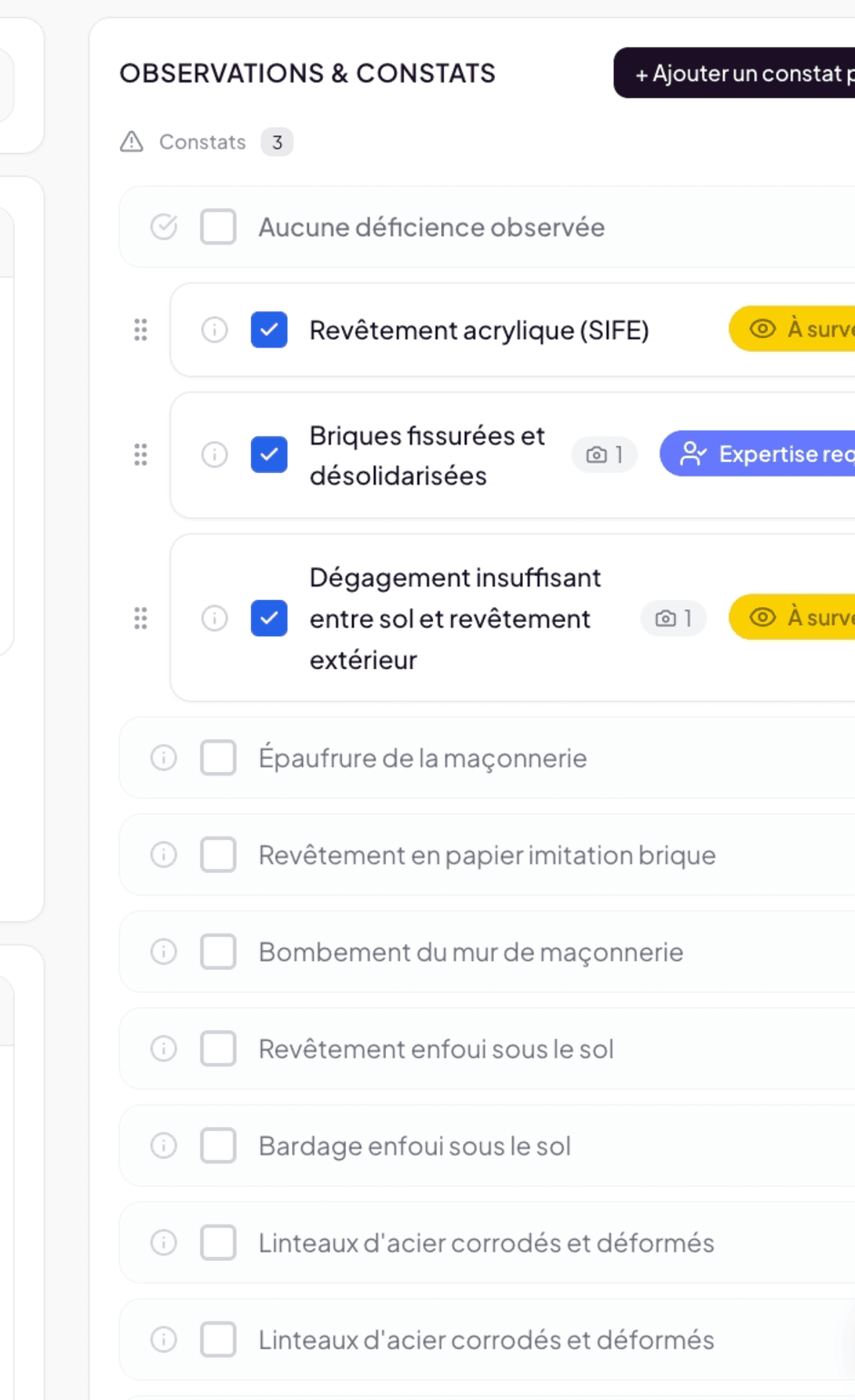 Subsection open with pre-shown narratives list and Add a custom narrative button