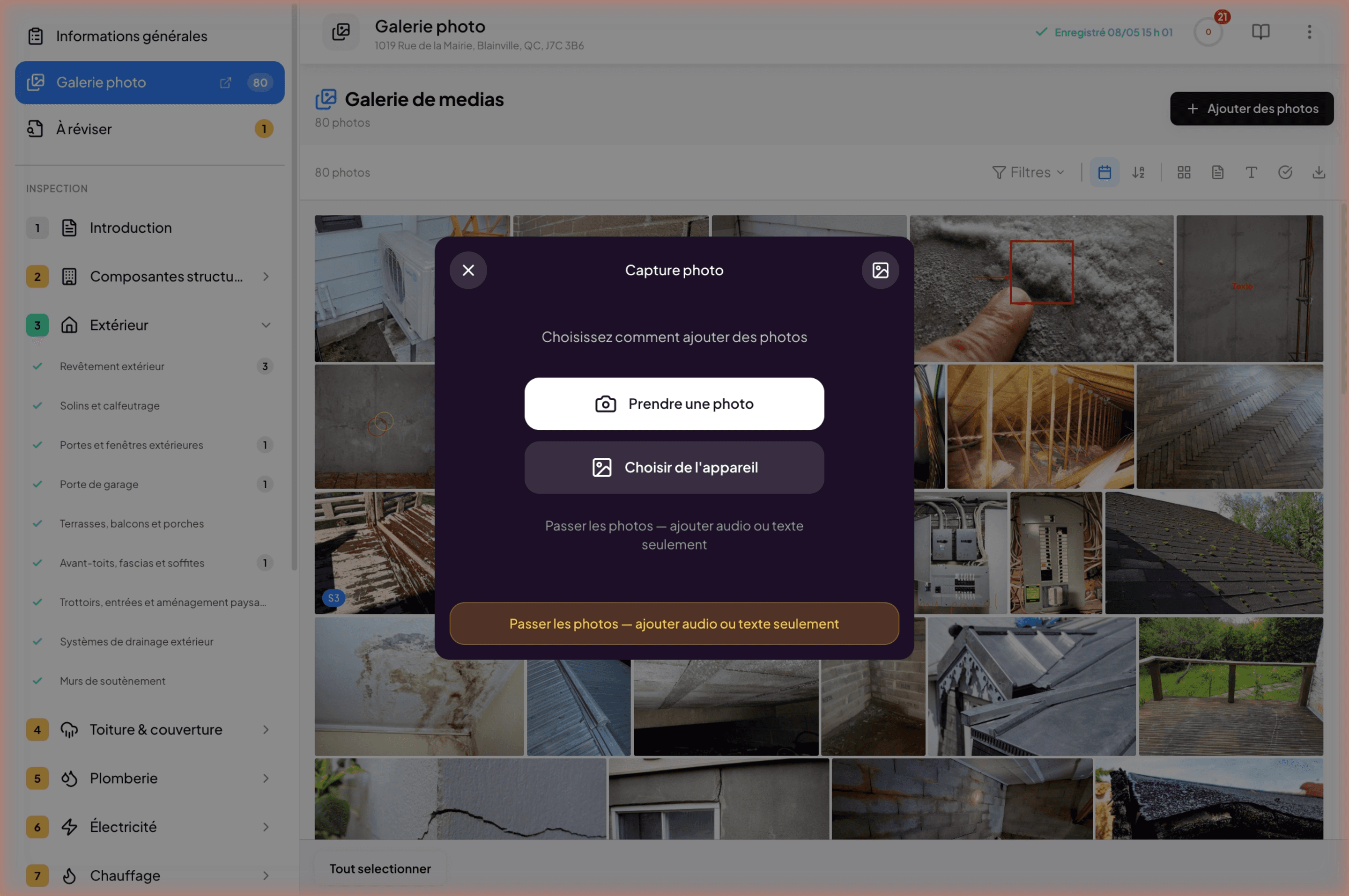 Full photo gallery with selected photos and action bar