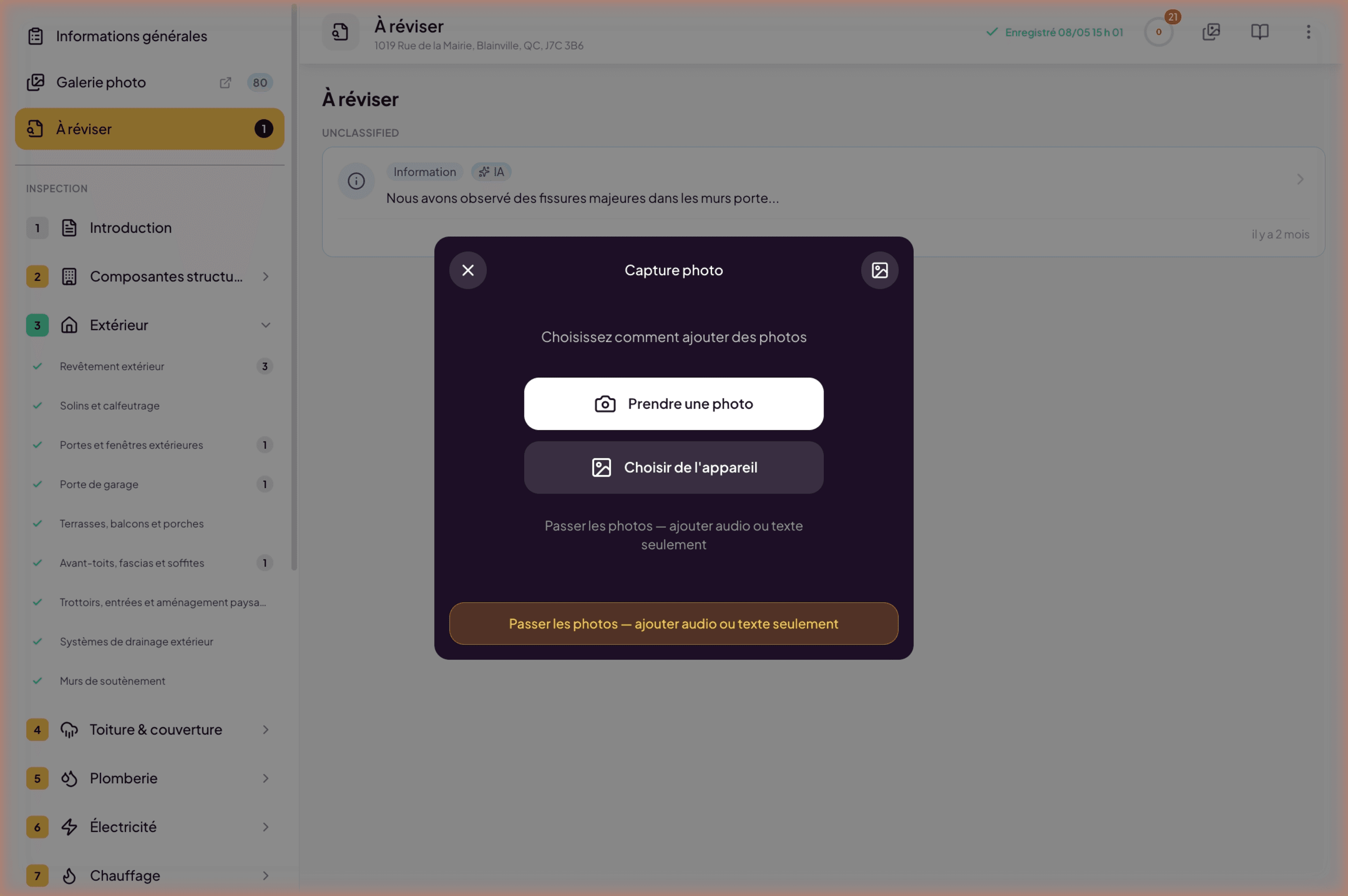 To Review inbox with pending captures (photos, audio, text)