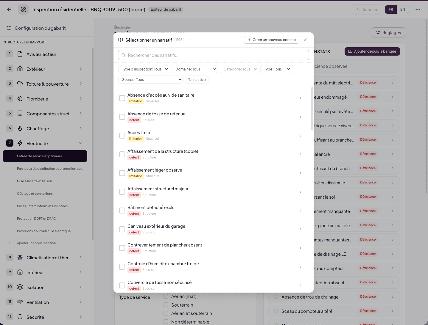 Select a narrative window with search and filters